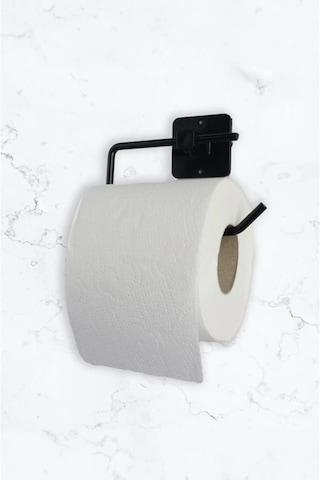 Yapışkanlı Ve Vidalı Yuvarlak Havluluk Havlu Askısı Ve Tuvalet Wc Kağıtlık Pratik Banyo 2'li Set Siyah