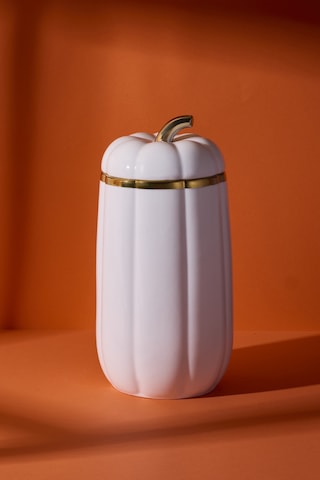 Kabak Porselen Xl Kapaklı Kavanoz 28x13.7 Cm Beyaz