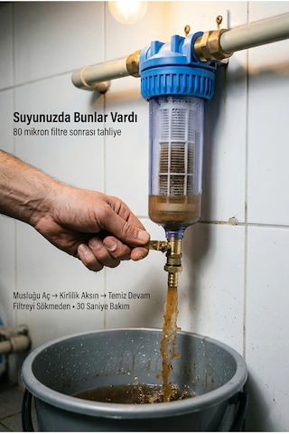 Aqua 10 Yıkanabilir Alttan Tahliyeli Ön Filtre 1-1/2 Bağlantı Çapı