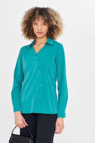 Asimetrik Pile Detay Gömlek Yeşil Yeşil