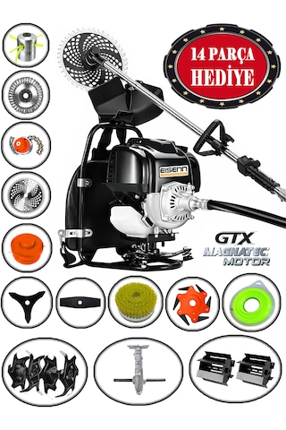 Eisenn German Black EIS RTX14 Pro Sırt Tırpan + Akrobat Çapalama + Toprak Eşeleme 14 Parça Full Set