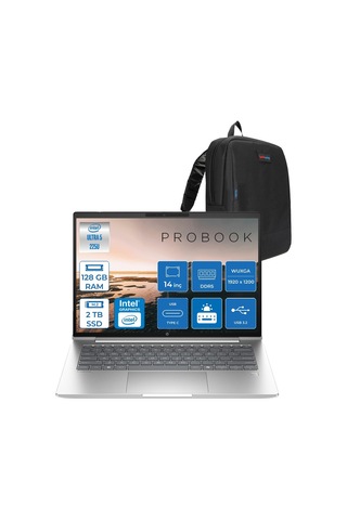 HP ProBook 4 G1I C9FH0ETF44 Ultra 5 225U 128 GB 2 TB SSD 14'' Dos WUXGA Dizüstü Bilgisayar + Zetta Çanta
