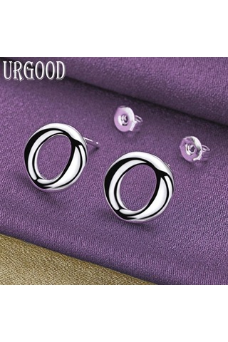 925 Ayar Gümüş Yuvarlak Küpe Hediye Romantik Takı