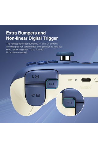 8bitdo Ultimate 2c Bluetooth Controller For Switch 2, Switch/oled/lite, Hall Effect Joysticks, Non-linear Digital Triggers, Remappable L4/r4 Bumpers, 6-axis Motion, Rumble Vibration Darkblue
