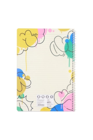 Grafiti Desenli Spiralli Defter, A4, 80 Yaprak, 70g Kağıt, Çizgili, Dayanıklı Kapak, Kolay Açılan Spiral Cilt, As Genel