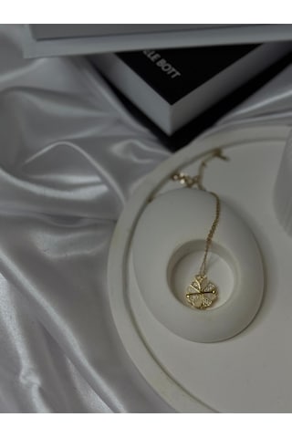 Açılıp Büyüyen Yonca Çelik Kolye Gold
