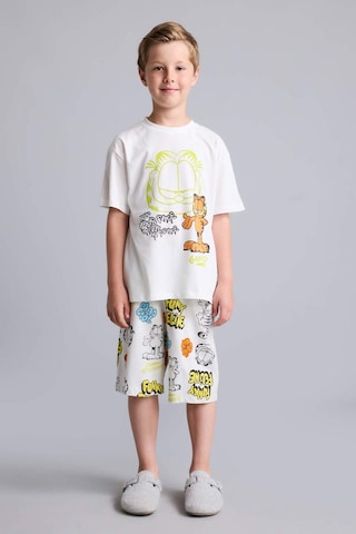 Defacto Garfıeld Lisanslı Regular Fıt 2li Beyaz Pijama Takımı Erkek Çocuk H8146a826hswt34 Beyaz-wt34