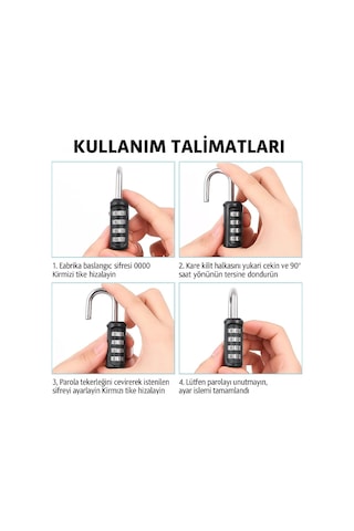 Omniax 4 Haneli Şifreli Asma Kilit Çelik Halkalı - Dolap/bavul/spor Çantası/spor Salonu Kilidi