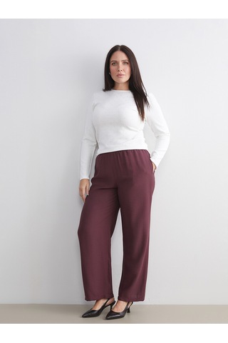 Lcw Modest Mürdüm Beli Lastikli Geniş Paça Kadın Pantolon