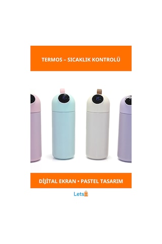 Dijital Göstergeli Şık Termos Sıcak Soğuk İçin Ideal Çok Renkli