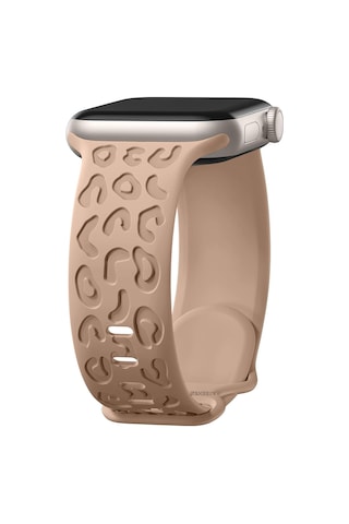 Apple Uyumlu Watch 44 45 46mm Leopar Desenli Yumuşak Silikon Kordon Seri 2 3 4 5 6 Se 7 8 9 10