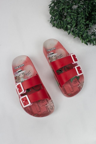 Kız Çocuk Prenses Temalı Terlik-5701-kırmızı Kırmızı