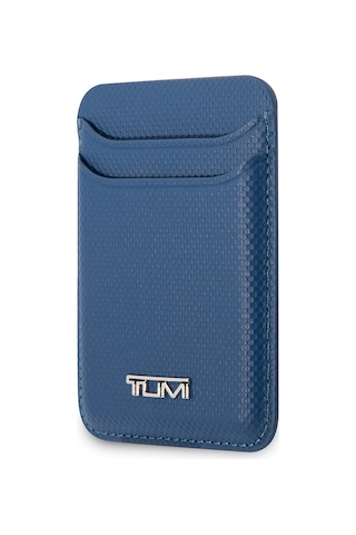 Tumi Lisanslı 2 Hazneli Metal Logolu Deri Magnetik Kartlık Mavi