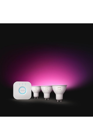 Philips Huewca 4.2w Gu10 Renkli Spot Akıllı Ampul 3'lü Başlangıç Seti Rgb - Ayarlanabilir Renk Sıcaklığı Ve Parlaklık