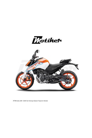 Ktm Duke 250 2025 Beyaz Sticker Etiket Tasarım Modeli Sol