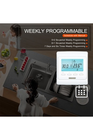 Pazly Dahili Sensörlü Elektrikli Lcd Ekran Dijital Termostat Akıllı Sıcaklık Kontrol Cihazı