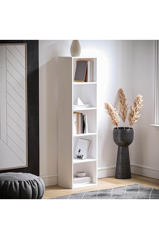 4 Raflı Kitaplık Mdf Çok Amaçlı Raf Beyaz