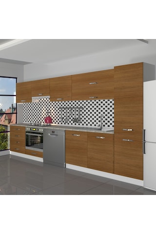 Decoraktiv Elite 325yq Ankastre Fırın Modüllü Mdf Hazır Mutfak Dolabı - Tezgah Dahil - Naturel Ceviz