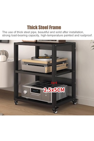 Sağlam, 5 Kademeli Tekerlekli Ses Rafı, Ev Sineması Ve Stereo Sistemleri İçin Hifi Av Rafı, Ses Tutkunları İçin Uzun Ömürlü Eğlence Mobilyası Çok Renkli
