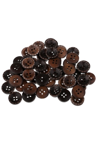 Homyl 50 Parça Vintage 4 Delik Ahşap Düğmeler Dikiş Giyim