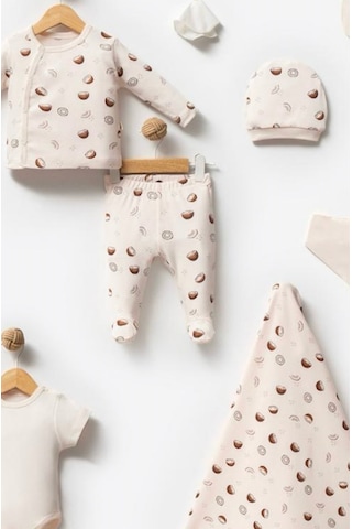 By Bubbles Unisex Desenli 10'lu Hastane Çıkış Seti Ekru Hindistan Cevizi