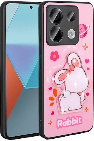Redmi Note 13 Pro 5g Kılıf Parlayan Kabartmalı İkonik Figürlü Amas Silikon K Pembe Pembe