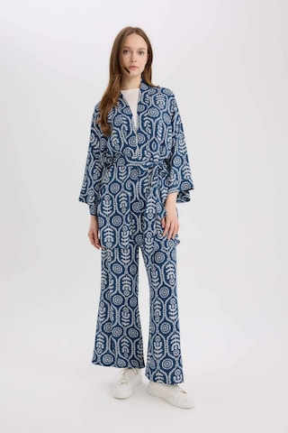 DeFacto Relax Fit Desenli Kuşaklı Kimono D5443AX25SPBE399 Mavi