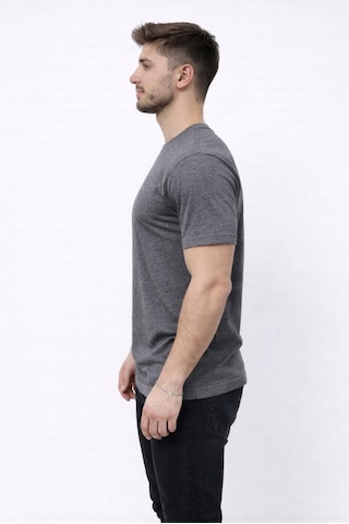 Axxel Erkek Gri Melanj Kısa Kollu Bisiklet Yaka T-shirt-d677 Gri Melanj