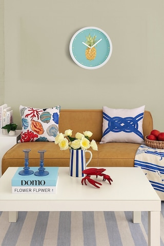 Ananas Tasarımı Mutfak Duvar Saati - 42cm - Önü Camlı Beyaz Kasa - Sessiz Mekanizma-jh0537 Beyaz
