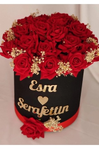 Silindir Kutuda Islak Yapay Güller, İsteme Çiçeği, Söz Çiçeği, Nişan Çiçeği, Söz Nişan Çiçeği Beyaz