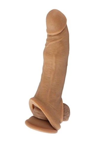 Erofoni Yeni Nesil Ucu 3 CM Dolgulu 21 CM Süper Realistik Uzatmalı Penis Kılıfı﻿﻿