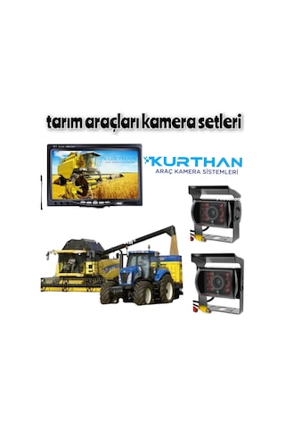 Tarımsal Araç 7 İnç Monitör 2 Adet Kamera Seti 12 24 Volt