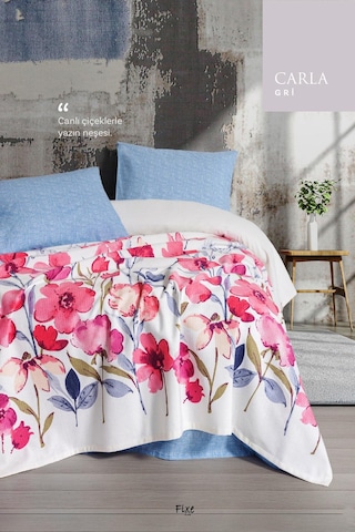 Carla Gri Tek Kişilik Pike Takımı %100 Pamuk, Lastikli Çarşaflı Gri