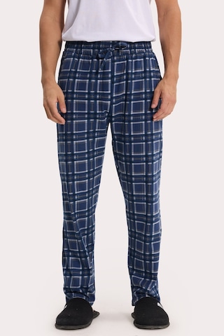 Tudors Erkek Standart Fit Normal Kesim Pamuklu Kareli Beli Bağcıklı Cepli Lacivert Pijama Altı-51261