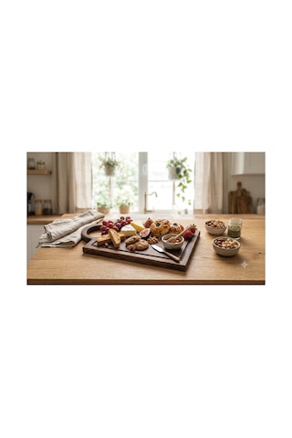 Fam Wood Art Doğal Ahşap Peynir Ve Sunum Tabağı Dikdörtgen %100 Çam Ağacı Kahverengi