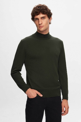 D's Damat Regular Fit Haki Pamuk Karışımlı Yarım Balıkçı Triko Kazak Haki