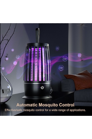 Geeksen Şarj Edilebilir Sessiz Elektrikli Sinek Öldürücü Ve Gece Lambası 2'si 1 Arada