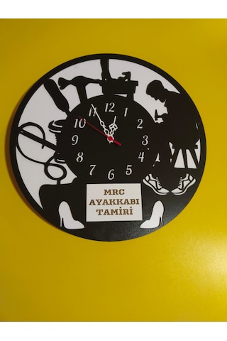 Ayakkabı Tamirci Ve Satış Modern Ahşap Duvar Saati Sağlam Çok Şık Ve Birarada..no:35 Siyah