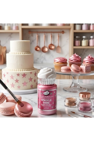 Dr. Gusto Sparkle Sıvı Metalik Boya Pembe Yenilebilir Pasta Ve Tatlı Dekor Boyası