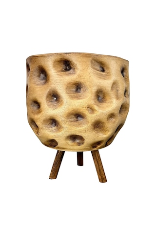 Bitki Tasarımı Ev Dekorasyon Aksesuar Naturel Desenli Toprak Saksı Saksılık Salon Çiçeklik 3 Ayaklı 19 Cm