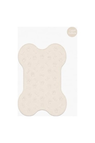 Siliconly%100 Silikon Kokusuz Plastik Ve Pvc İçermez Köpek Beslenme Paspası Köpek Mama Matı Ekru