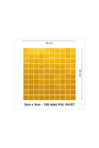 Işıltılı Pul Payetli Arka Fon Paneli, 30cm X 30cm - Altın 1+