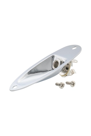 Stratocaster / Tekne Model Gitar Jak Girişi - Krom Gömme Jack Plaketi Ve 6.35mm Mono Jak Soketi