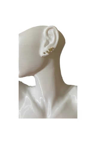 Taşlı Yılan Tasarım Kıkırdak Tragus Helix Pearsing Küpe Altın