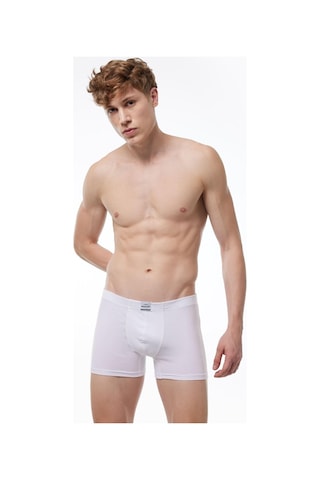 Malabadi 074 Erkek Likralı Boxer-Beyaz