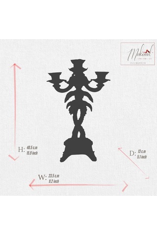 Vintage Yeşil Ve Sarı Palmiye Ağaç Tasarımı 5 Kollu Mumluk El
