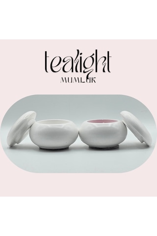 Aurora Tealight 2'li Mumluk Seti Dekoratif Çekim Obje El Yapımı Beyaz