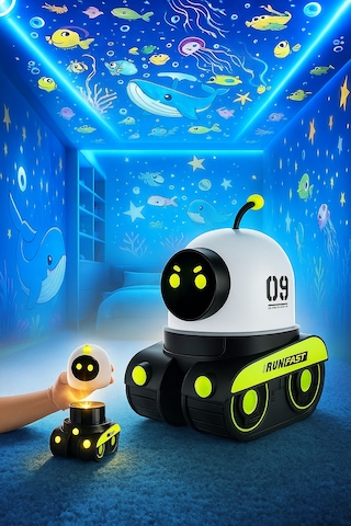 Tank Robot 12 Film Projeksiyon Lamba Bluetooth Hoparlör