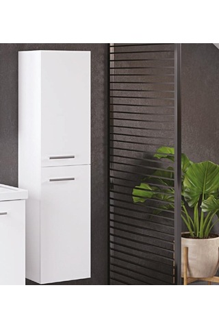 Denko Terra 65 Cm Mdf Beyaz Banyo Dolabı Takımı + Boy Dolabı Beyaz