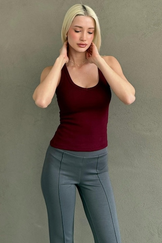 Madmext Bordo Basic Vücuda Oturan Kolsuz Kadın Atlet Mg2639 Bordo